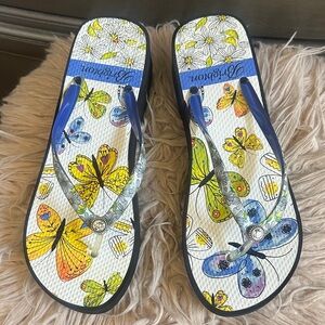 Brighton Blue and Multicolor Butterfly Sandals